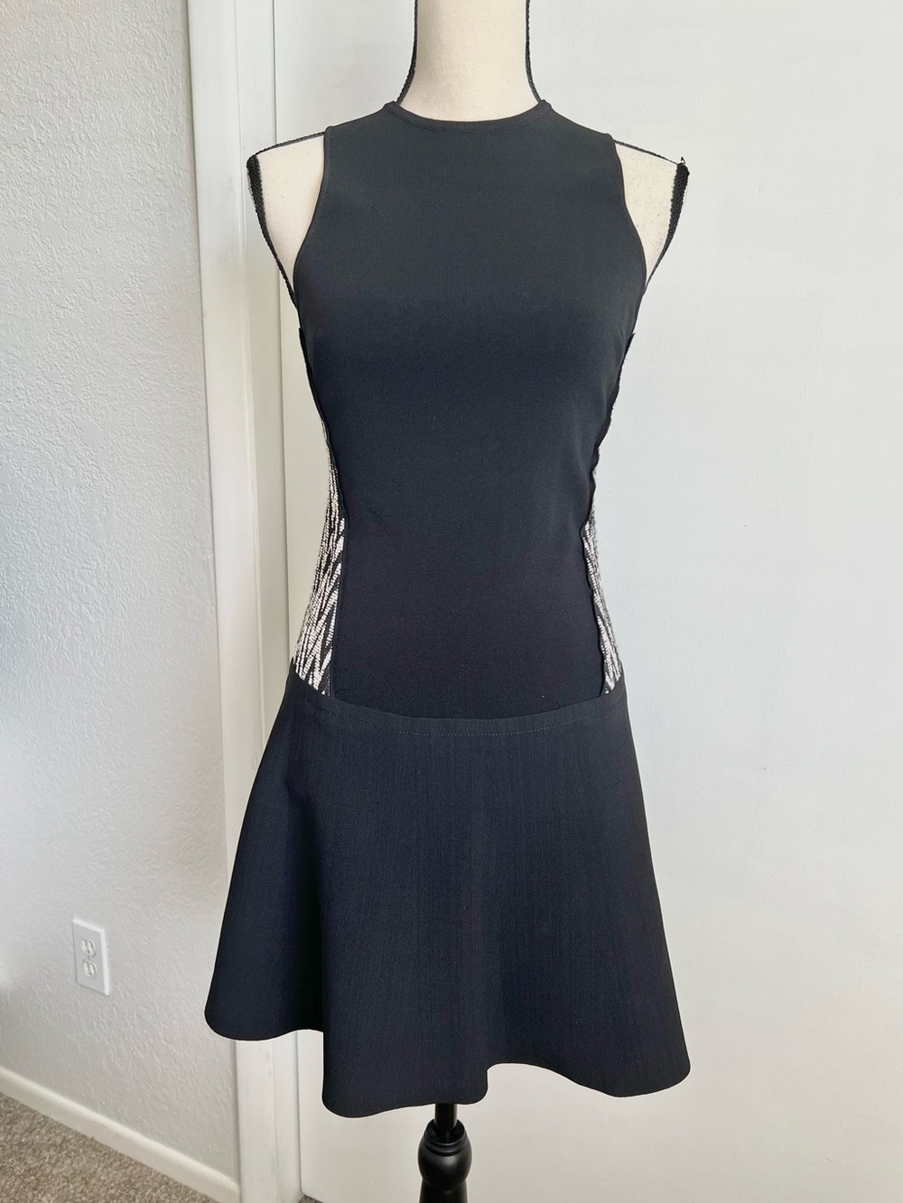 Proenza Schouler Sleeveless A-Line Dress with Graphic Textured Detail